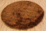 Chandra Rugs Iris 100% Polyester Hand-Woven Contemporary Rug Brown/Rust/Chocolate 7'9 Round