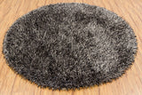 Chandra Rugs Iris 100% Polyester Hand-Woven Contemporary Rug Grey/Black 7'9 Round