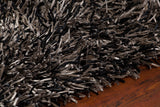 Chandra Rugs Iris 100% Polyester Hand-Woven Contemporary Rug Grey/Black 9' x 13'
