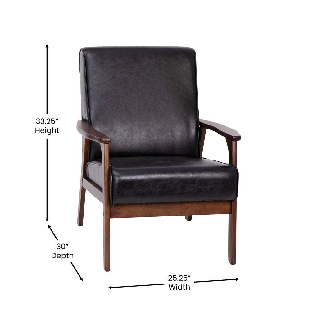 English Elm EE2021 Midcentury Living Room Grouping - Chair Black LeatherSoft EEV-14655