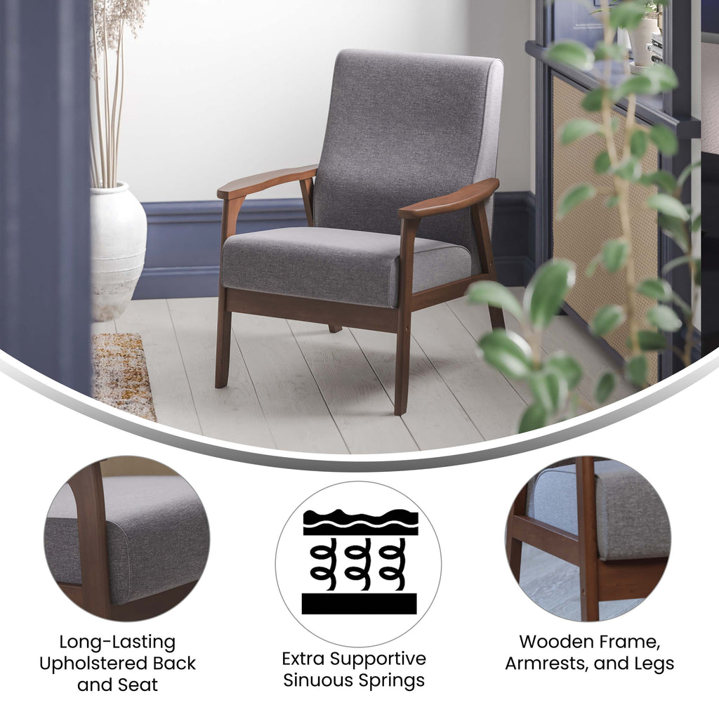 English Elm EE2021 Midcentury Living Room Grouping - Chair Dark Gray Faux Linen EEV-14657