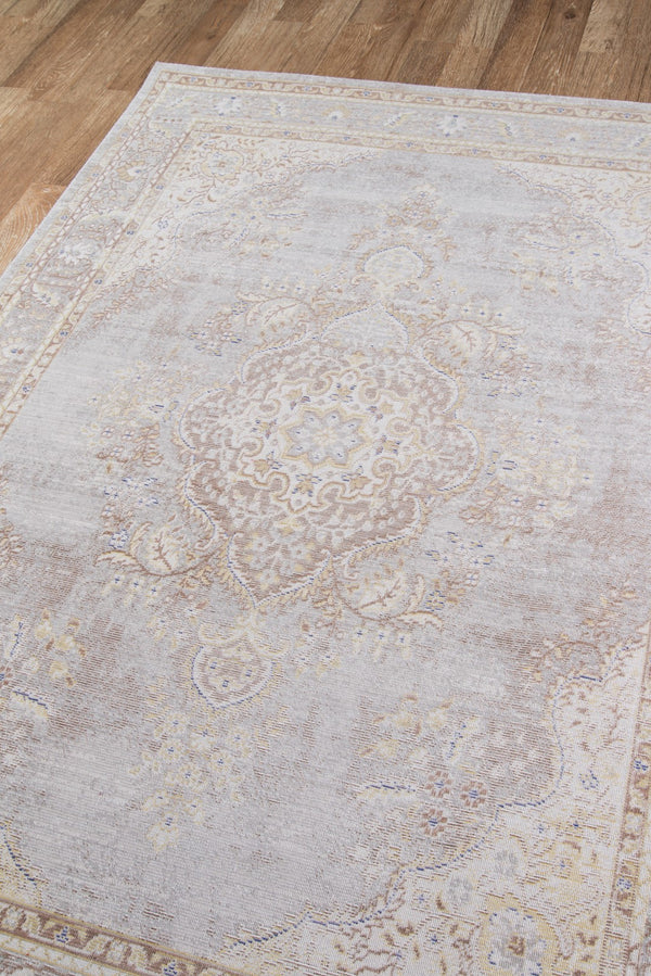 Momeni Isabella ISA-1 Machine Made Traditional Medallion Indoor Area Rug Grey 9'3" x 11'10" ISABEISA-1GRY93BA