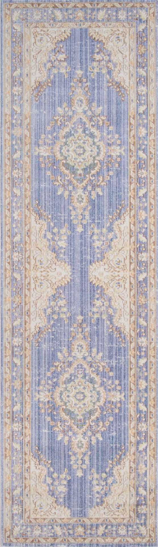 Momeni Isabella ISA-1 Machine Made Traditional Medallion Indoor Area Rug Periwinkle 9'3" x 11'10" ISABEISA-1PRW93BA