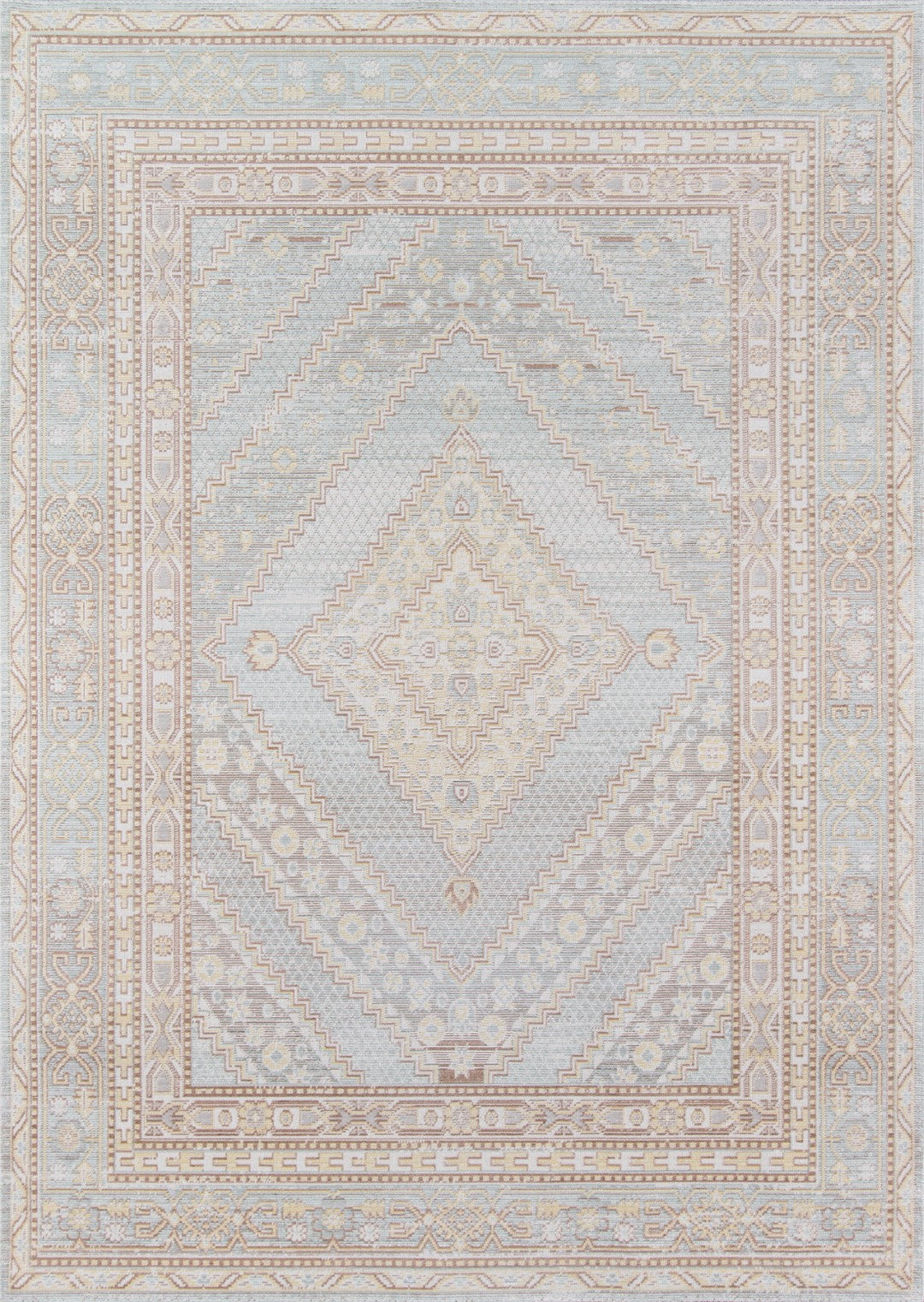 Isabella Machine Made Traditional Geometric Area Rug - Elegant Soft Pa