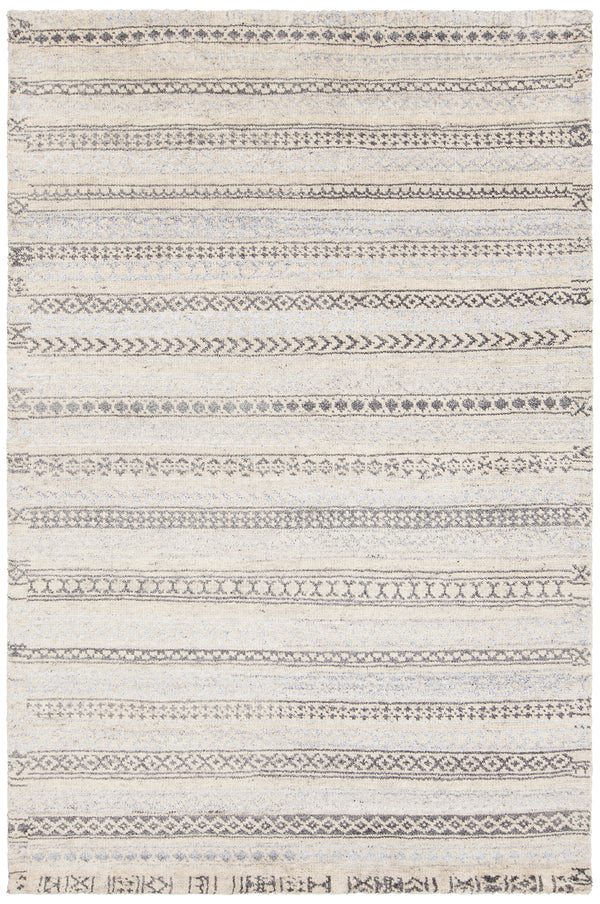 Chandra Rugs Isla 100% Wool Hand Knotted Contemporary Rug White/Grey 9' x 13'