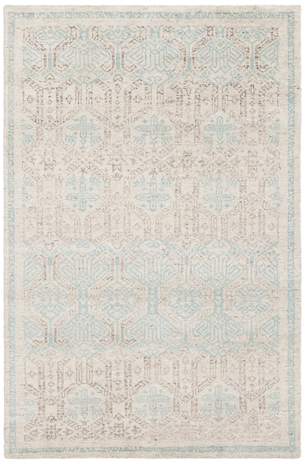 Chandra Rugs Isla 100% Wool Hand Knotted Contemporary Rug White/Blue/Grey 9' x 13'