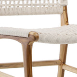 Dovetail Luna Teak and Natural Woven Cotton Dining Side Chair IT2004