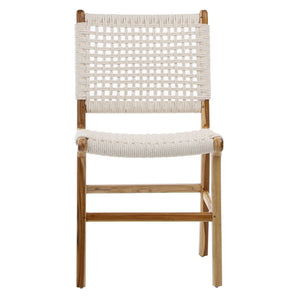 Dovetail Luna Teak and Natural Woven Cotton Dining Side Chair IT2004