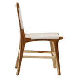 Dovetail Luna Teak and Natural Woven Cotton Dining Side Chair IT2004