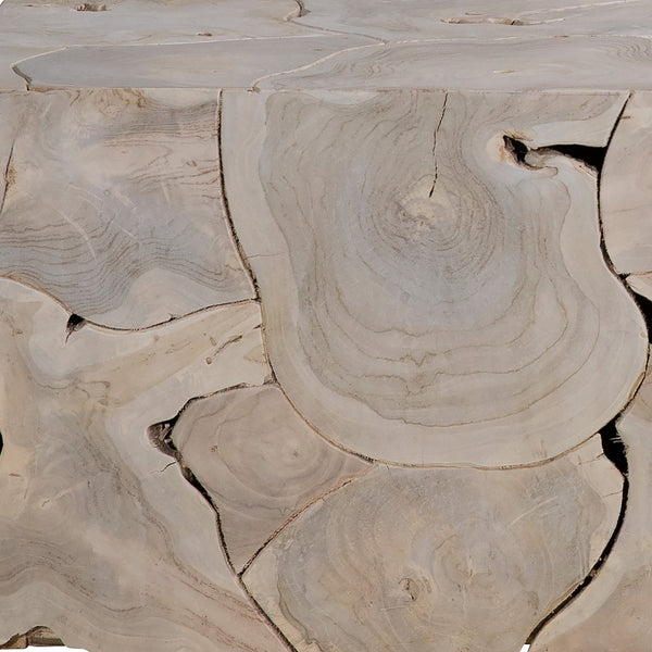 Dovetail Scarlett 39" Round Bleached Teak Root Block Style Coffee Table IT8412B