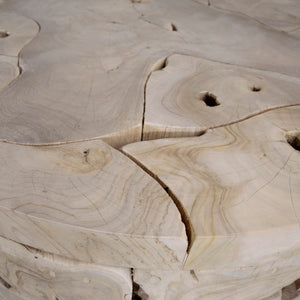 Dovetail Scarlett 39" Round Bleached Teak Root Block Style Coffee Table IT8412B