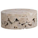 Dovetail Scarlett 39" Round Bleached Teak Root Block Style Coffee Table IT8412B