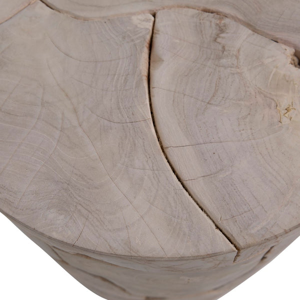 Dovetail Scarlett 18" Round Bleached Teak Root Block Style End Table IT8413B