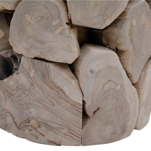 Dovetail Scarlett 18" Round Bleached Teak Root Block Style End Table IT8413B