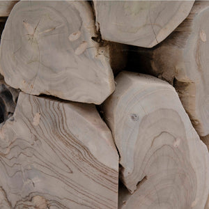 Dovetail Scarlett 18" Round Bleached Teak Root Block Style End Table IT8413B