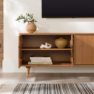 Walker Edison Ivy Mid-century Modern/Modern 60" 4-Door Solid Wood TV Stand IVYM3FCA