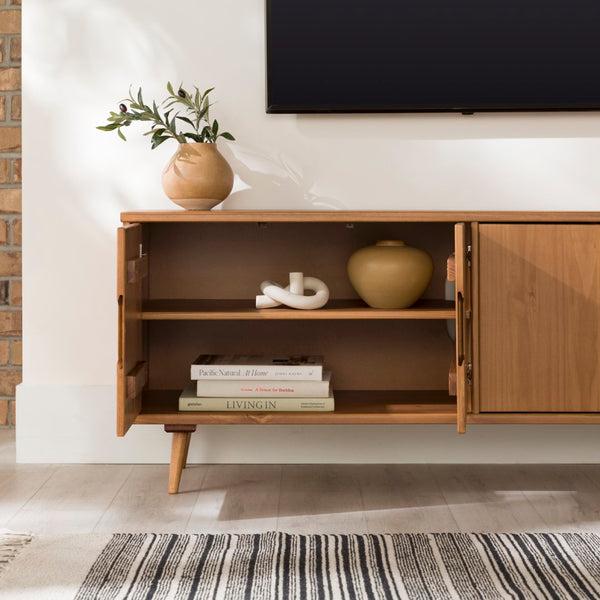 Walker Edison Ivy Mid-century Modern/Modern 60" 4-Door Solid Wood TV Stand IVYM3FCA