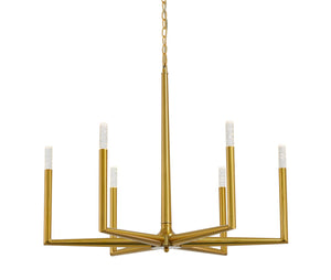 Bethel Satin Brass Chandelier in Metal & Crystal