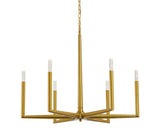 Bethel Satin Brass Chandelier in Metal & Crystal