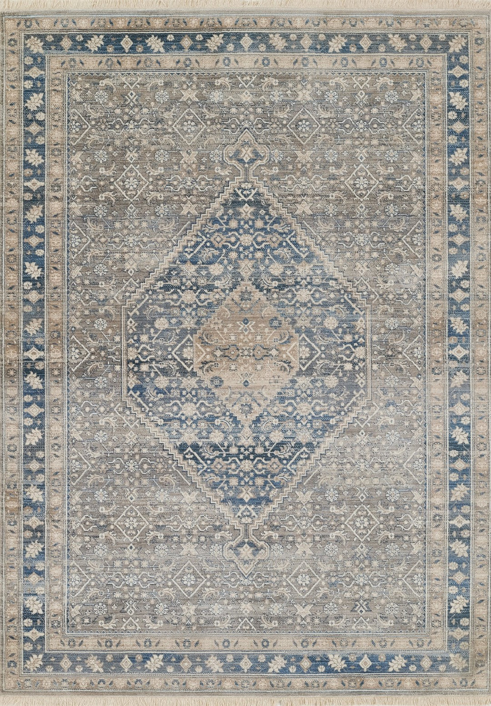Momeni Izmir IZ-03 Machine Made Traditional Medallion Indoor Area Rug Blue 9' x 12' IZMIRIZ-03BLU90C0