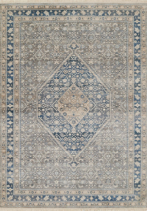 Momeni Izmir IZ-03 Machine Made Traditional Medallion Indoor Area Rug Blue 9' x 12' IZMIRIZ-03BLU90C0