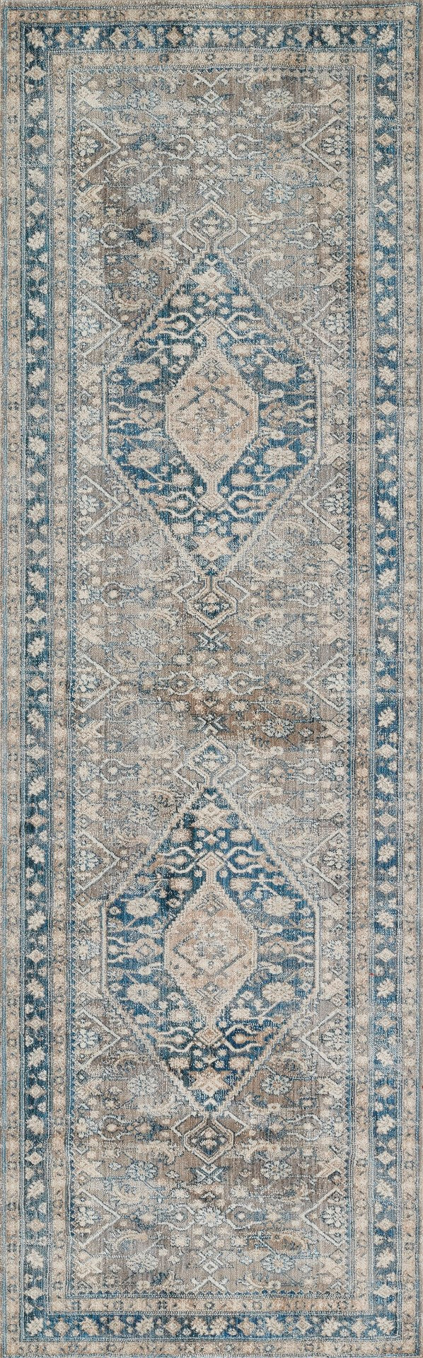 Momeni Izmir IZ-03 Machine Made Traditional Medallion Indoor Area Rug Blue 9' x 12' IZMIRIZ-03BLU90C0