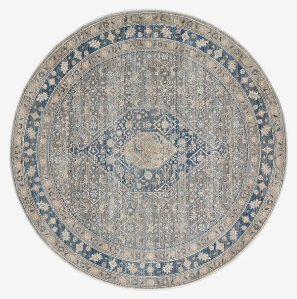 Momeni Izmir IZ-03 Machine Made Traditional Medallion Indoor Area Rug Blue 9' x 12' IZMIRIZ-03BLU90C0