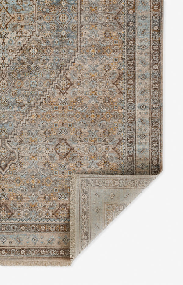 Momeni Izmir IZ-03 Machine Made Traditional Medallion Indoor Area Rug Light Blue 9' x 12' IZMIRIZ-03LBL90C0