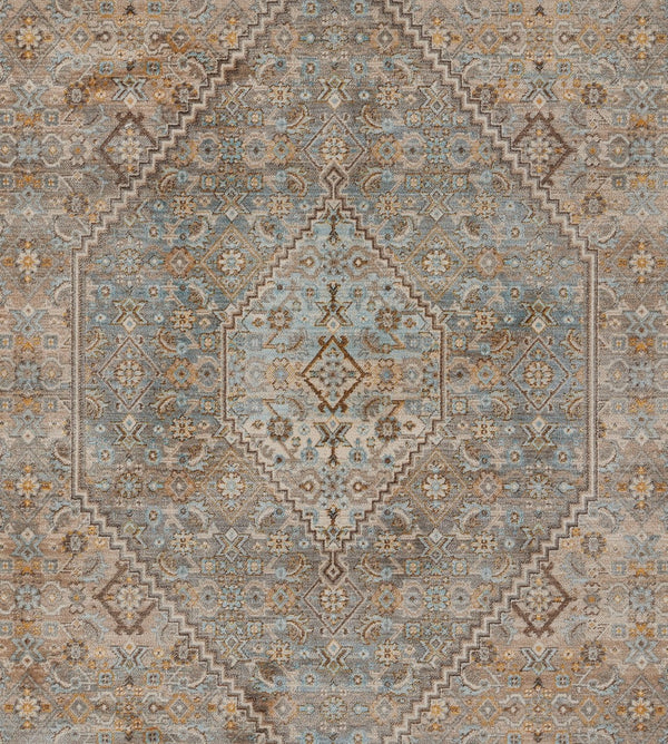 Momeni Izmir IZ-03 Machine Made Traditional Medallion Indoor Area Rug Light Blue 9' x 12' IZMIRIZ-03LBL90C0