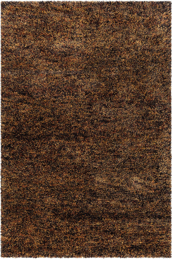 Chandra Rugs Izzie 100% Wool Hand Woven Contemporary Shag Rug Brown/Yellow/Charcoal 7'9 x 10'6