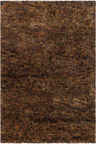 Chandra Rugs Izzie 100% Wool Hand Woven Contemporary Shag Rug Brown/Yellow/Charcoal 7'9 x 10'6