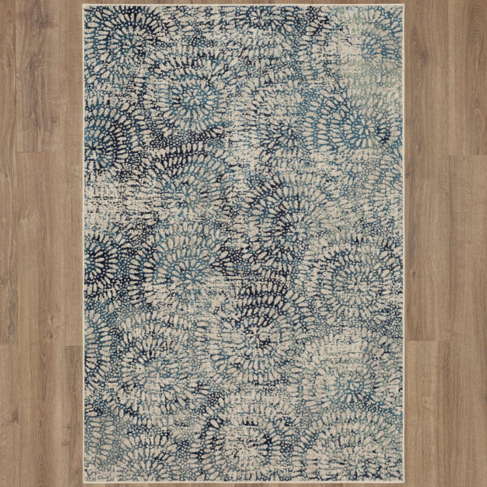 Karastan Rugs Imprinted Blooms Aqua 9' 6" x 12' 11" Area Rug