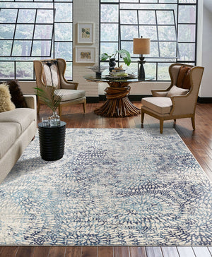 Karastan Rugs Imprinted Blooms Aqua 8' x 11' Area Rug