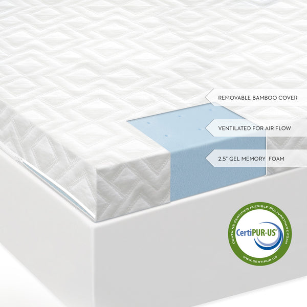 Malouf 2.5 Inch Gel Memory Foam Mattress Topper IS25TX45GT