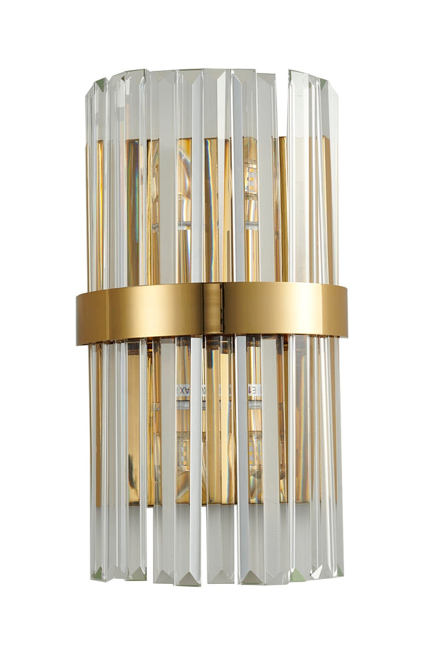 Bethel Modern Gold Wall Sconce with Crystal Accents - Elegant Iron Frame for Vertical/Horizontal Use