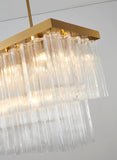 Bethel Satin Brass Chandelier in Metal & Glass