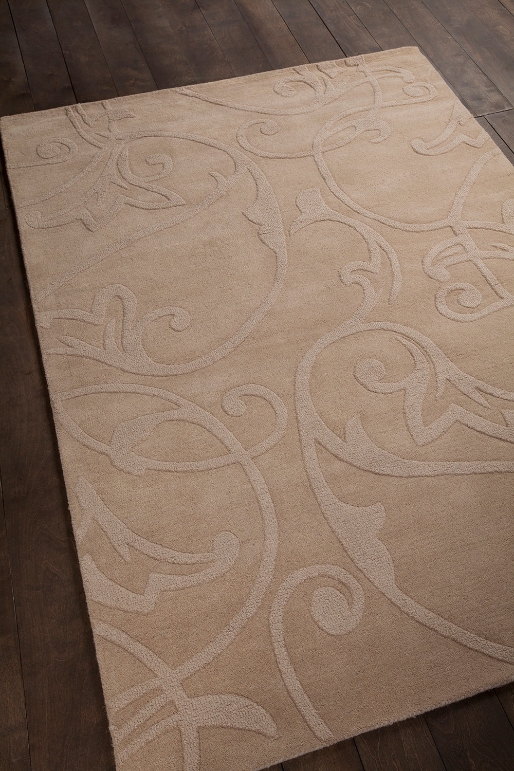 Chandra Rugs Jaipur 100% Wool Hand-Woven Transitional Rug Beige 9' x 13'