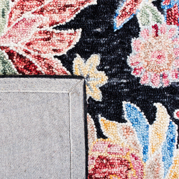 Jardin 251 Country & Floral Hand Tufted 80% Wool, 20% Cotton Rug Charcoal / Red