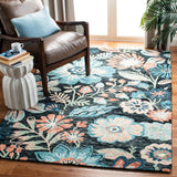 Jardin 252 Country & Floral Hand Tufted 80% Wool, 20% Cotton Rug Charcoal / Blue