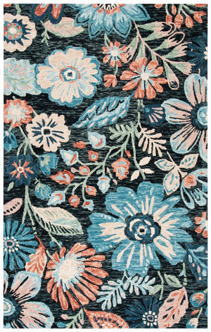 Jardin 252 Country & Floral Hand Tufted 80% Wool, 20% Cotton Rug Charcoal / Blue