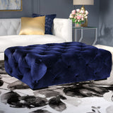 Shatana Home Jasper Rectangular Ottoman Navy Velvet