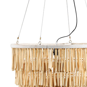 Dovetail Loki 24" Diameter Natural Finished Tea Tree Branch and Iron Tiered Hanging Pendant Light JAV048