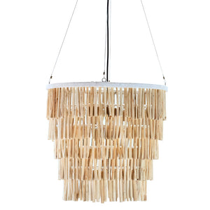 Dovetail Loki 24" Diameter Natural Finished Tea Tree Branch and Iron Tiered Hanging Pendant Light JAV048