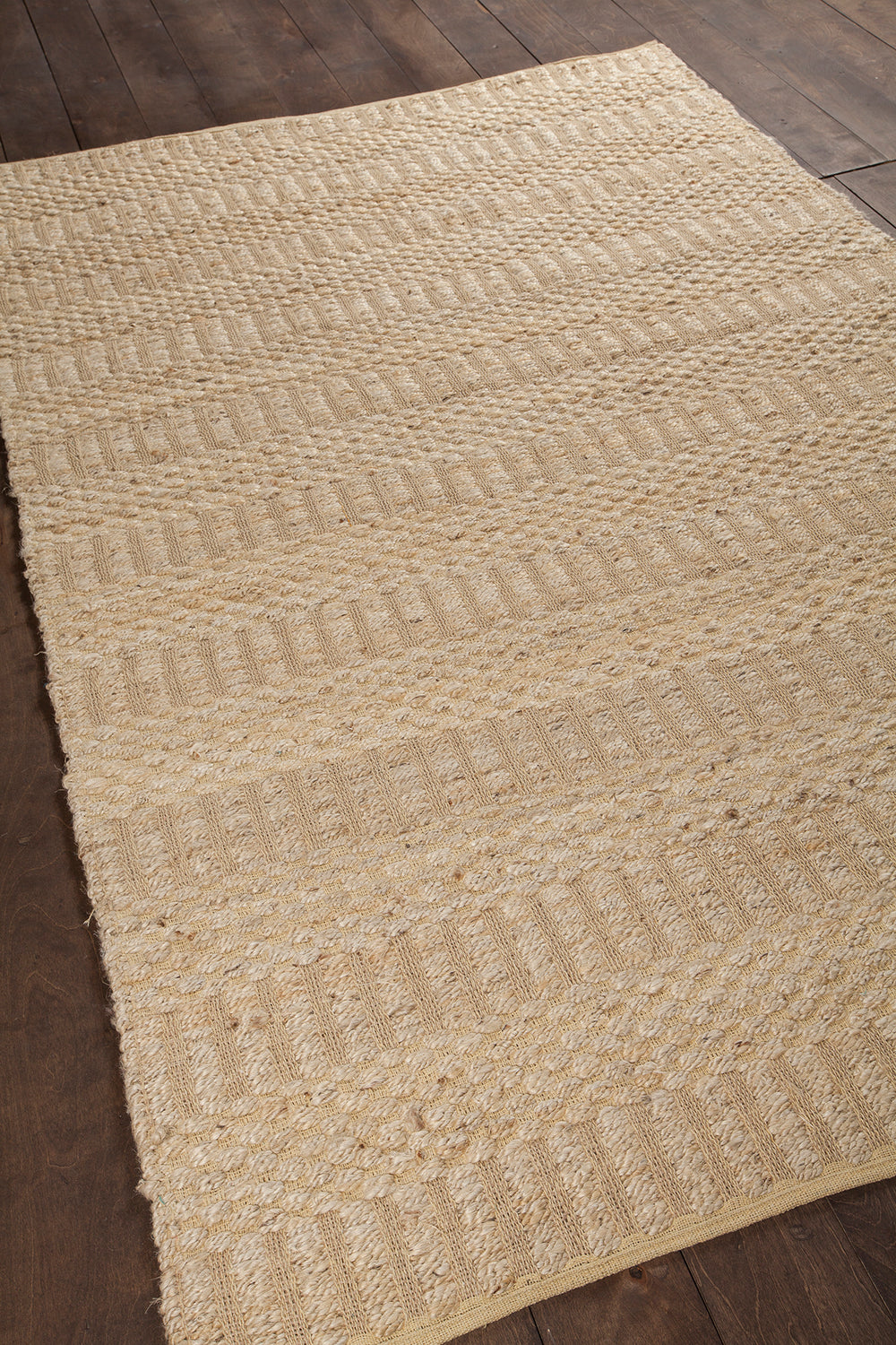 Chandra Rugs Jazz 65% Cotton + 35% Jute Hand-Woven Contemporary Reversible Rug Natural 2'6 x 7'6