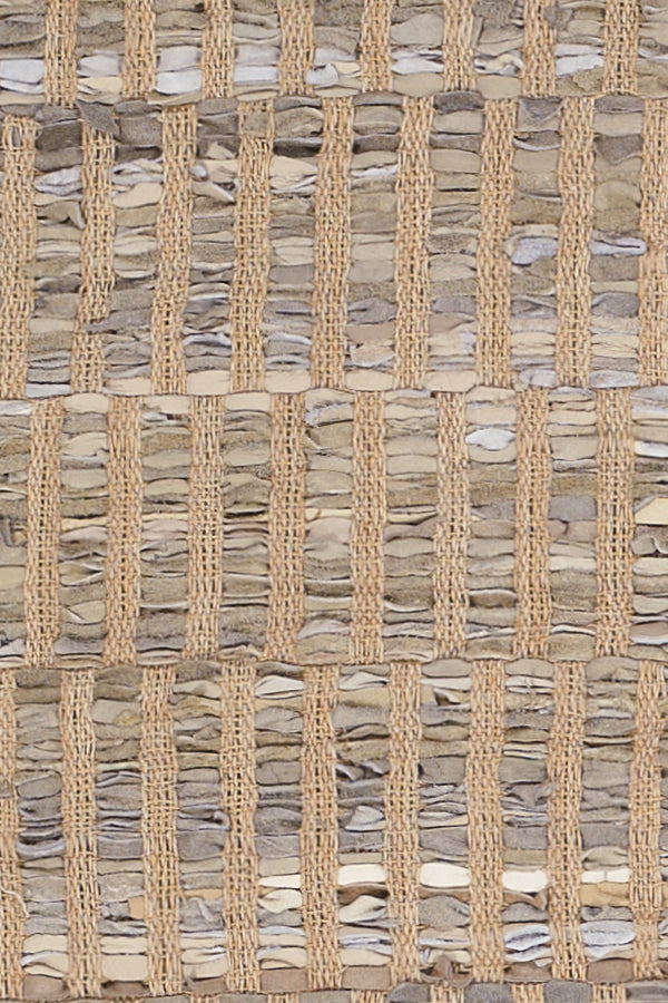 Chandra Rugs Jazz 70% Leather + 30% Cotton Hand-Woven Contemporary Reversible Rug Grey/Tan 7'9 x 10'6