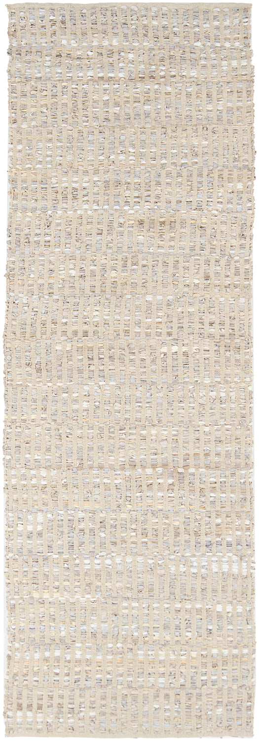 Chandra Rugs Jazz 70% Leather + 30% Cotton Hand-Woven Contemporary Reversible Rug Natural 2'6 x 7'6