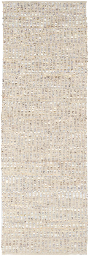 Chandra Rugs Jazz 70% Leather + 30% Cotton Hand-Woven Contemporary Reversible Rug Natural 2'6 x 7'6