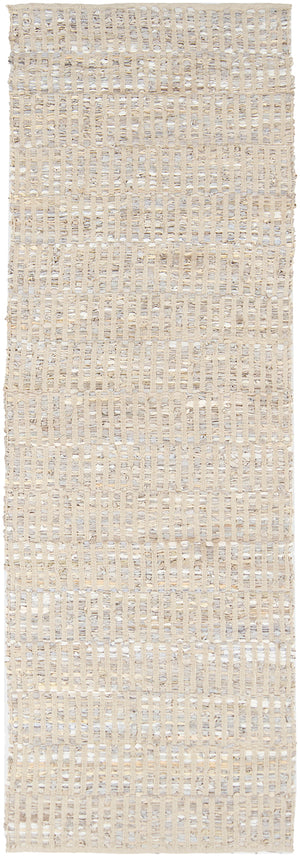 Chandra Rugs Jazz 70% Leather + 30% Cotton Hand-Woven Contemporary Reversible Rug Natural 2'6 x 7'6