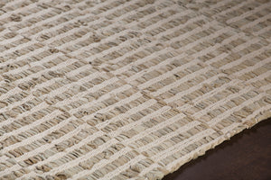 Chandra Rugs Jazz 70% Leather + 30% Cotton Hand-Woven Contemporary Reversible Rug Grey/Tan 7'9 x 10'6