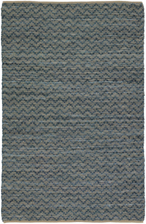 Chandra Rugs Jazz 70% Leather + 10% Cotton + 20% Jute Hand-Woven Contemporary Reversible Rug Tan/Grey 7'9 x 10'6